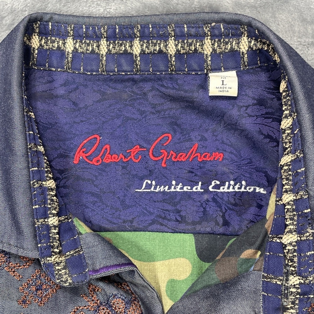 Robert Graham "Darylmania" Rare Limited Edition Shirt Mens L Embroidered Camo - Picture 3 of 10